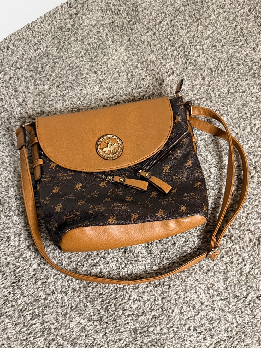 Beverly Hills Polo Club Faux Leather Monogram Flap Crossbody